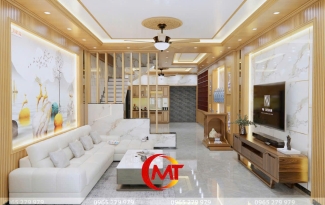 Thi Công Nội Thất Hiện Đại Kết Hợp Nhựa Nano, Lam Sóng, PVC, Than Tre & Sàn Giả Gỗ
