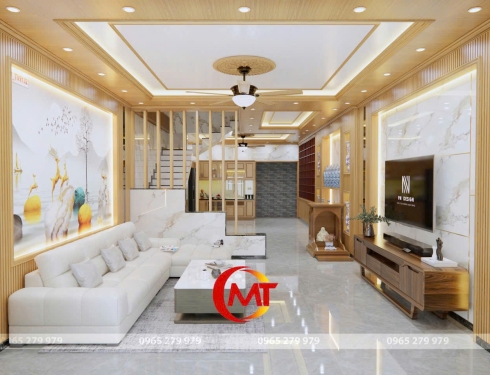 Thi Công Nội Thất Hiện Đại Kết Hợp Nhựa Nano, Lam Sóng, PVC, Than Tre & Sàn Giả Gỗ