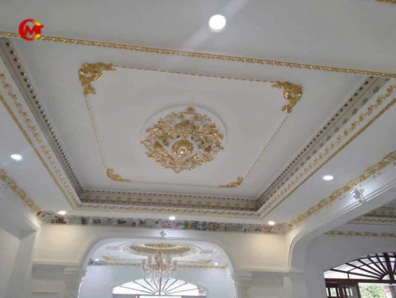 Trần Thạch Cao Tân Cổ Điển Dát Vàng - Bạc Sang Trọng
