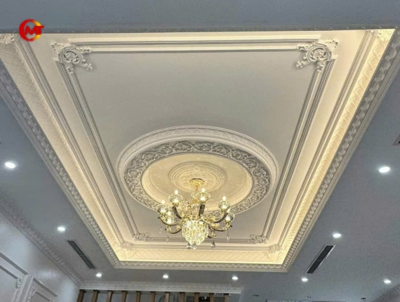 Trần Thạch Cao Tân Cổ Điển Dát Vàng - Bạc Sang Trọng